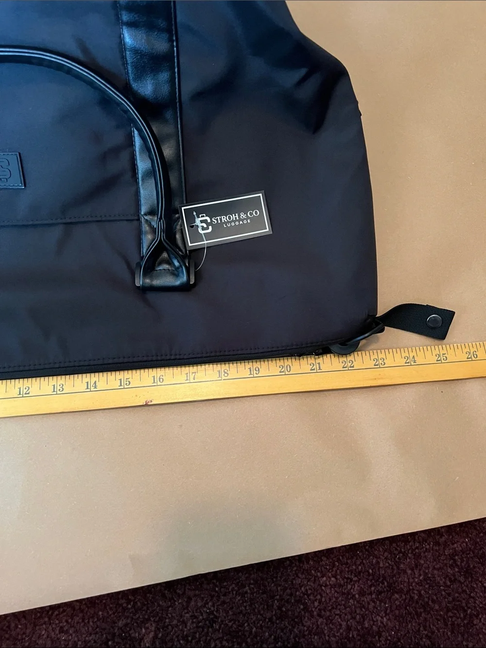 Men's Black Duffel Bag with Leather-Style Handles